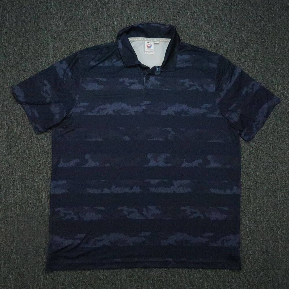 Puma Shirt Men Extra Large‎ Blue Volition America Camo Striped Polo Golf XL